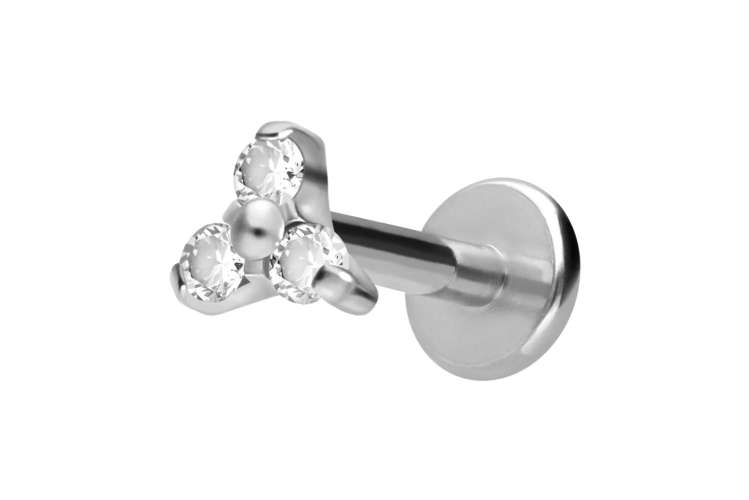 Titan Labret Piercing mit Innengewinde KRISTALLBLUME